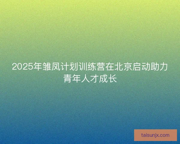2025年雏凤计划训练营在北京启动助力青年人才成长