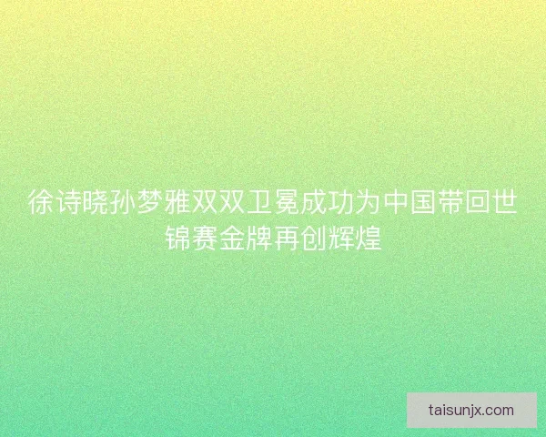徐诗晓孙梦雅双双卫冕成功为中国带回世锦赛金牌再创辉煌