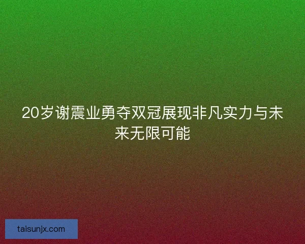 20岁谢震业勇夺双冠展现非凡实力与未来无限可能