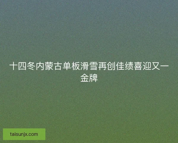 十四冬内蒙古单板滑雪再创佳绩喜迎又一金牌
